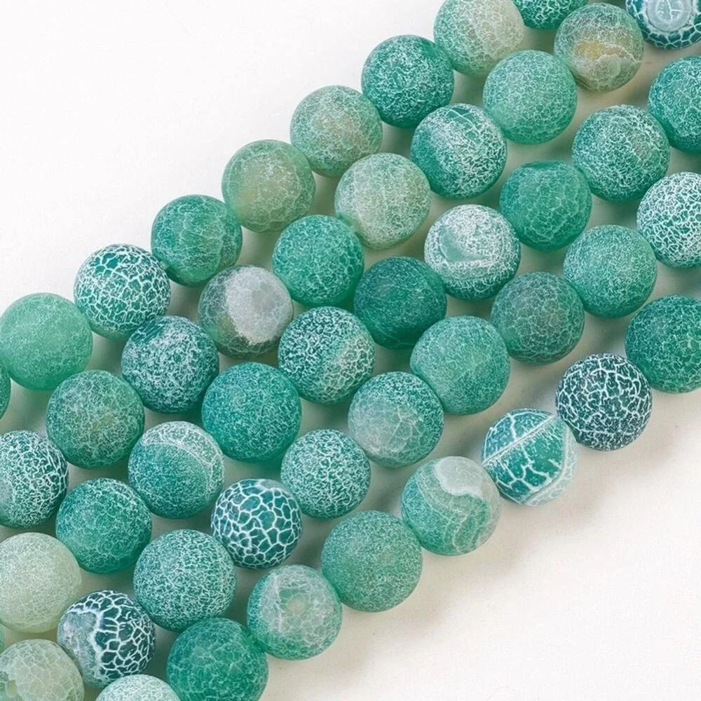 8MM Sea Foam Green Weathered Agate Beads-ONE Gemstone Bead Strand-Crafts NWT